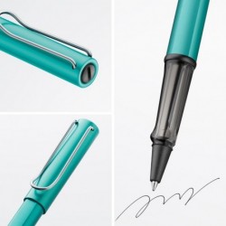 Lamy AL-star turmaline – Tintenroller mit transparentem, ergonomischem Griffstück & Strichstärke M – leichtes Aluminiumgehäuse – inklusive Tintenroller-Mine M 63 in Schwarz