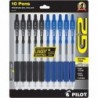 PILOT G2 Stifte 0,5 mm – 10er-Pack (5 schwarze und 5 blaue Stifte) Premium-Geltintenstifte, extra feine Spitze, 0,5 Stifte, nachfüllbar und mit einziehbarem Rolling Ball