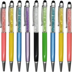 Maydahui 30 Stück kapazitive Kugelschreiber mit Kristalldiamant, universeller Touchscreen-Eingabestift, einziehbarer 2-in-1-Stift, schwarze Tinte für Schule, Studenten, Handy