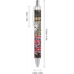 4er-Pack Druckkugelschreiber, Big Ben, Union Jack, britische Flagge, London, England, extrafeine Spitze 0,5 mm, schwarze Tinte, nachfüllbarer Kugelschreiber mit leichtem Schreibgefühl, Tintenroller fürs College-Büro