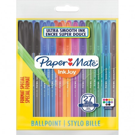 Paper Mate InkJoy 100ST Kugelschreiber, mittlere Spitze (1,0 mm), verschiedene lustige Farben, 27 Stück