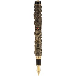 Bronzefarbener Jinhao Vintage Luxury Dragon Füllfederhalter Playing Pearl, mittlere Feder 0,7 mm Metallschnitzerei, geprägter schwerer Stift