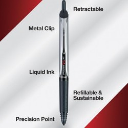 PILOT Precise V5 Druckkugelschreiber mit Flüssigtinte, extrafeine Spitze (0,5 mm), schwarze Tinte, 8 Stifte