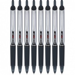 PILOT Precise V5 Druckkugelschreiber mit Flüssigtinte, extrafeine Spitze (0,5 mm), schwarze Tinte, 8 Stifte