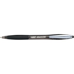 Bic Atlantis Classic Druckkugelschreiber – Schachtel mit 12 Stück – Farbe: Schwarz – Mittlere Spitze (1,0 mm) – Weicher Gummigriff