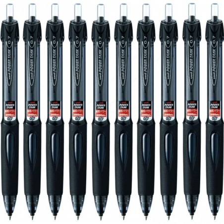 Power Tank-Kugelschreiber, Druckkugelschreiber und feiner Kugelschreiber, Gummigriff, 0,7 mm, schwarze Tinte, 5er-Set | 2 Sets – insgesamt 10 Stück