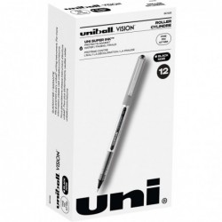 uni-ball 60126 Vision Rollerball-Stift, wasserfest, schwarze Tinte, feines Dutzend