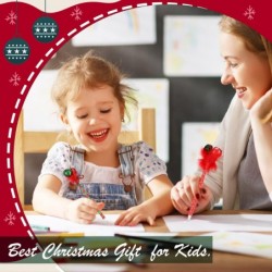 24 Stück Weihnachts-Kugelschreiber, rote und grüne Glockenstifte, Streifen, Punkte, schwarze Tinte, Weihnachtsstifte, Gel-Tintenstifte für Weihnachten, Feiertage, festliche Partygeschenke, Geschenke für Kinder, Studenten, Büro, 4 Stile