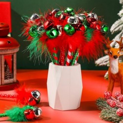 24 Stück Weihnachts-Kugelschreiber, rote und grüne Glockenstifte, Streifen, Punkte, schwarze Tinte, Weihnachtsstifte, Gel-Tintenstifte für Weihnachten, Feiertage, festliche Partygeschenke, Geschenke für Kinder, Studenten, Büro, 4 Stile