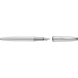 Pelikan Jazz Noble Füllfederhalter, Silber, für Rechts- und Linkshänder, eleganter Füllfederhalter aus Metall, Feder M, in Faltschachtel, 821735