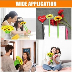 Blumen-Stift, künstliche Sonnenblumen-Stifte, Blumen-Kugelschreiber, schwarz, 0,5 mm, Gel-Tinten-Rollerball, Schreibstifte zum Valentinstag, für Frauen, Mädchen, Teenager, Büro, Schulbedarf, Studenten, Kinder, 28 Stück