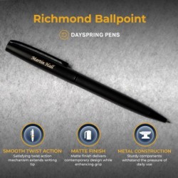 Dayspring Pens Richmond Kugelschreiber in Mattschwarz | Personalisierter Geschenkstift und Etui. Einzigartiges Geschenk mit eingraviertem Namen oder Geschenknachricht