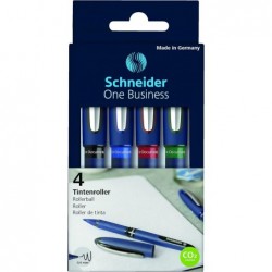 Stride 183094 One Business Tintenroller, Stick, fein 0,6 mm, verschiedene Tinten- und Schaftfarben, 4/Packung