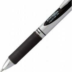 Pentel Energel 0,7 mm RTX Deluxe Flüssiggelstift mit Druckknopf, Großpackung mit 10 schwarzen Tinten aus Metall, mittlere Strichstärke, Metallspitze, Premium-Stifte, ideal für Büro, Schule und Zuhause, für Frauen und Männer