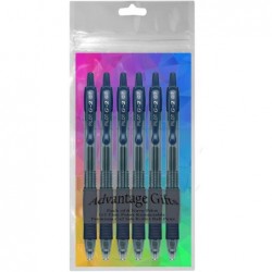 Pilot G2 Einziehbarer Premium-Geltinten-Rollerkugelschreiber, feine Spitze, feine Spitze (0,7 mm), marineblaue Tinte, 6er-Pack; nachfüllbar und Premium-Komfortgriff-Paket mit wiederverwendbarer Kunststofftasche