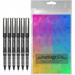 Pilot Precise V7 Stick Rolling Ball Pens, feine Spitze (0,7 mm), schwarze Tinte, 6er-Pack; Paket mit wiederverwendbarer Plastikhülle