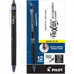 PILOT FriXion Synergy Gel-Tintenstifte mit Druckknopf und Löschfunktion, 0,5 mm extrafeine Spitze, schwarze Tinte, Dutzend