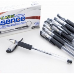 BAZIC Essence Gelstift, mittlere Spitze 1,0 mm schwarze Geltintenstifte, angenehmer Griff für sanftes Schreiben, 12 Stück, 4er-Pack