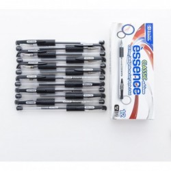 BAZIC Essence Gelstift, mittlere Spitze 1,0 mm schwarze Geltintenstifte, angenehmer Griff für sanftes Schreiben, 12 Stück, 4er-Pack