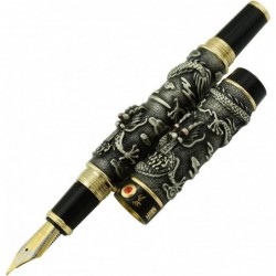 Jinhao 999 Twins Dragon Playing Pear Ancient Black Füllfederhalter Red Jewerly