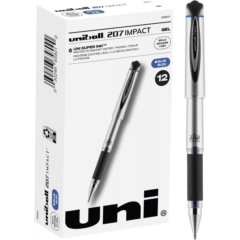 Uniball 207 Impact Gelstifte, 12er-Pack – 1,0 mm dicke Stifte mit breiter Spitze – Schul- und Bürobedarf