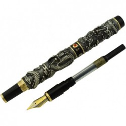 Jinhao 999 Twins Dragon Playing Pear Ancient Black Füllfederhalter Red Jewerly