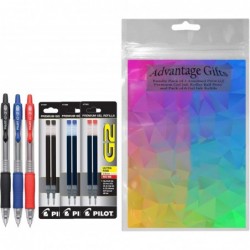 PILOT G2 Premium Gelschreiber mit nachfüllbarem und einziehbarem Rolling Ball, mit Minen, ultrafeine Spitze, schwarz-blau-rote Tinte, 6er-Paket mit Plastikbeutel