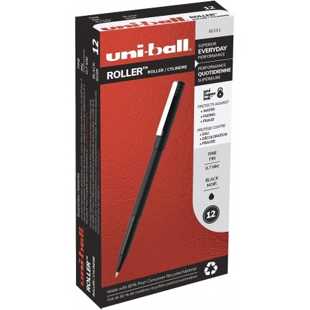 Sanford Uniball Tintenroller, 0,7 mm fein, schwarze Tinte, Dutzend (60101)