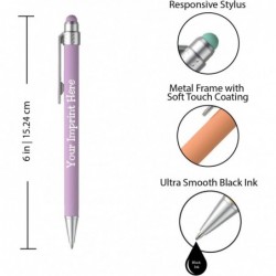 Express Pencils™ – Pastellfarbene individuelle Stifte mit Stylus – Soft-Touch-Design – Personalisierte Stifte mit Metallrahmen und aufgedrucktem Namen und schwarzer Tinte – Aufdruck mit Logo oder Nachricht (Pastellgrün)