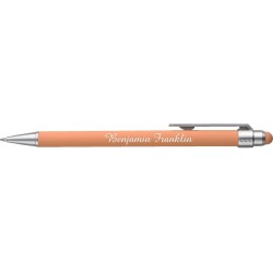 Express Pencils™ – Pastellfarbene individuelle Stifte mit Stylus – Soft-Touch-Design – Personalisierte Stifte mit Metallrahmen und aufgedrucktem Namen und schwarzer Tinte – Aufdruck mit Logo oder Nachricht (Pastellgrün)