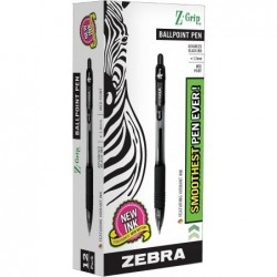 ZEBRA Pen Z-Grip Druckkugelschreiber, mittlere Spitze, schwarze Tinte, 12 pro Packung, 3 Packungen (ZEB22210-3)