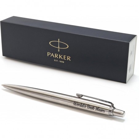 Personalisierter Parker Jotter SS Kugelschreiber + Geschenkbox | Lasergravur - Chrombesatz