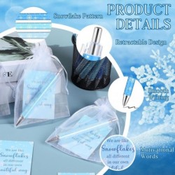 24 Sets Winter-Schneeflocken-Kugelschreiber und Schneeflocken-Weihnachtskarten, Kugelschreiber mit Frozen-Motiv, schwarze Tinte, Druckkugelschreiber, Winter-Partygeschenke, Mitarbeiter-Anerkennungsgeschenke zu Weihnachten