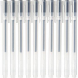 Muji 44564738 Gel-Tinten-Kugelschreiber, Kappentyp, 10er-Set, 0,01 Zoll (0,38 mm), schwarz