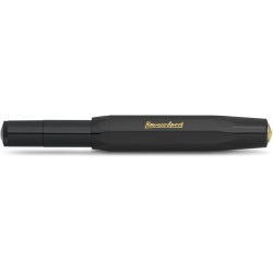 Kaweco CLASSIC SPORT Füllhalter schwarz mit 23 Karat vergoldeter Stahlfeder und Iridiumspitze für Tintenpatronen I Sport Füllhalter 13cm I Feder: F (Fein)