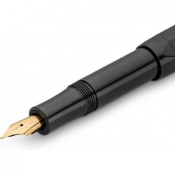 Kaweco CLASSIC SPORT Füllhalter schwarz mit 23 Karat vergoldeter Stahlfeder und Iridiumspitze für Tintenpatronen I Sport Füllhalter 13cm I Feder: F (Fein)