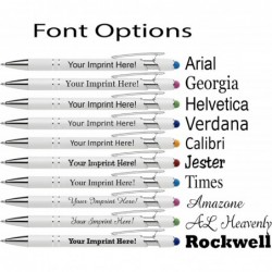 ExpressPen™ - Hochwertige, individuell anpassbare Stifte mit Stylus | Schönes Weiß | Personalisierte Soft-Touch-Stifte aus Metall mit aufgedrucktem Namen und schwarzer Tinte – Aufdruck mit Name oder Nachricht – 12er-Pack (Dunkelblau)