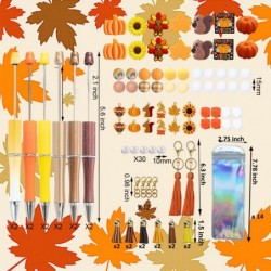 Perlenstifte, Perlenstifte in großen Mengen mit Perlen in verschiedenen Farben, DIY-Stiftebauset, Kugelschreiber, schwarze Tinte, für Studentinnen, Büro, Schule (Thanksgiving)