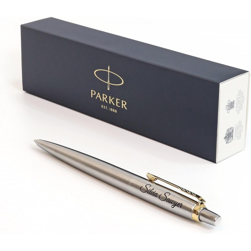 Personalisierter Parker Jotter SS-Stift + Geschenkbox | Entwerfen Sie ein wirklich einzigartiges Geschenk | Lasergravur (schwarze Tinte)