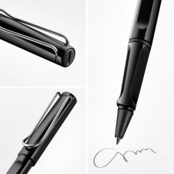 Lamy safari black – Tintenroller mit ergonomischem Griffstück & Strichstärke M – für angenehm langes Schreiben – aus robustem ASA-Kunststoff – inklusive Tintenroller-Mine M 63 in Schwarz