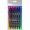 Pilot FriXion Clicker Gelstift, einziehbar, radierbar, schwarz, dicke Spitze, 6er-Pack; Paket mit wiederverwendbarer Plastikhülle