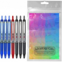 Pilot Precise V5 RT Druckkugelschreiber, extrafeine Spitze (0,5 mm), verschiedene Farben, schwarze/blaue/rote Tinte, 7er-Pack, hochwertiger Komfortgriff, Paket mit wiederverwendbarer Plastikhülle