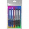 Pilot Precise V5 RT Druckkugelschreiber, extrafeine Spitze (0,5 mm), verschiedene Farben, schwarze/blaue/rote Tinte, 7er-Pack, hochwertiger Komfortgriff, Paket mit wiederverwendbarer Plastikhülle