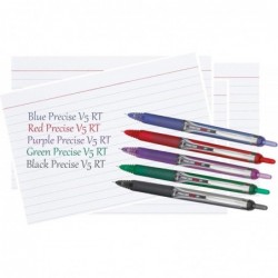 Pilot Precise V5 RT Druckkugelschreiber, extrafeine Spitze (0,5 mm), verschiedene Farben, schwarze/blaue/rote Tinte, 7er-Pack, hochwertiger Komfortgriff, Paket mit wiederverwendbarer Plastikhülle