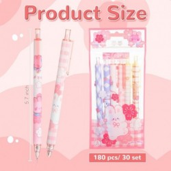 180 Stück Kawaii-Stifte, Großpackung, süßer Stift, Kawaii-Schreibwaren, Weihnachts-Gel-Tintenstift, Geschenke zum Schulanfang, 0,5 mm schwarze Tinte, einziehbarer feiner Kugelschreiber, stilvolle Schulstifte für Kinder, Mädchen, Büro, Schule