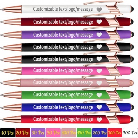 Qingxily Personalisierte Stifte, individuelle Stifte, gravierte Stifte in großen Mengen mit Namen, Text und Logo, individuelle Stylus-Kugelschreiber, schwarze Tinte, 20 Stück, Geschenke für Schule, Büro und Geschäft