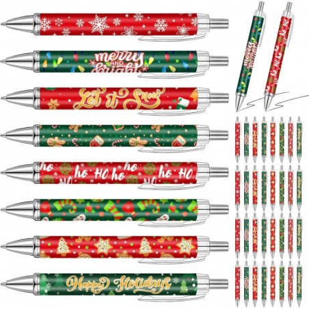 Cholemy Weihnachts-Kugelschreiber, einziehbarer Gel-Tintenstift, 1 mm, süßer Weihnachtsmann-Stift, Cartoon-Stil, schwarze Tinte, für Erwachsene, Schreibwaren, Schreiben, Weihnachtsdekoration, Weihnachtsgeschenke, Party-Zubehör (40 Stück)