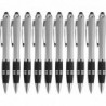 10er-Pack iPens mit Stylus-Griff und Kugelschreiber – Gummigriff, schwarze Tinte – Silber