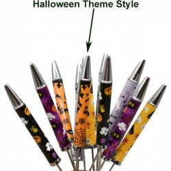 Maydahui 48 Stück Halloween-Kugelschreiber mit Perlen, einziehbarer Perlenstift, DIY-Schaft, Perlenstifte, Kürbis, Fledermaus, Totenkopf, Geist, Hexenhut-Stil, Metall, schwarze Tinte für Heimwerker, Schule, Party, Büro, Basteln