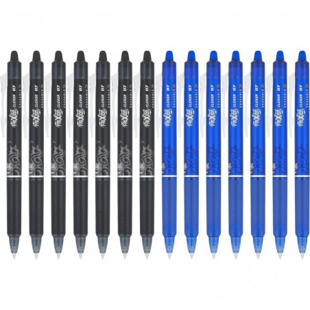 Pilot, FriXion Clicker, löschbare Gelstifte, feine Spitze 0,7 mm, 14er-Pack, Schwarz und Blau